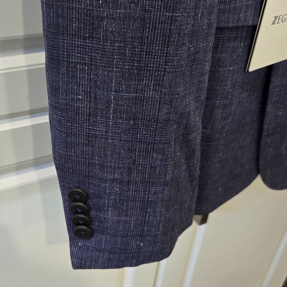 ZEGNA Linen/Wool Single-Breasted Plaid Suit - Picture 6 of 16